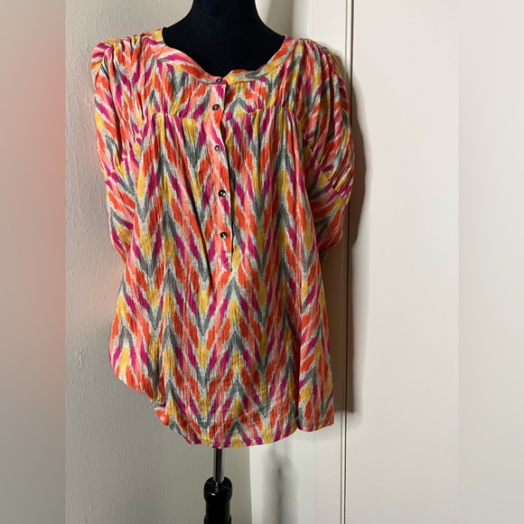 Westbound Multicolor Button-Up Blouse - Picture 2 of 3
